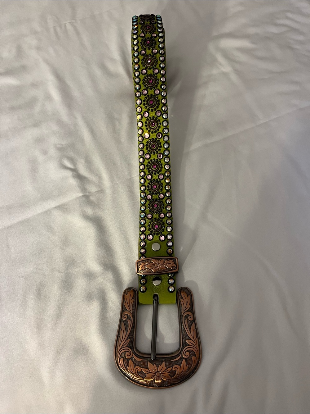 Kippys Lime Green Studded Western Crystal Belt - Picture 3 of 16